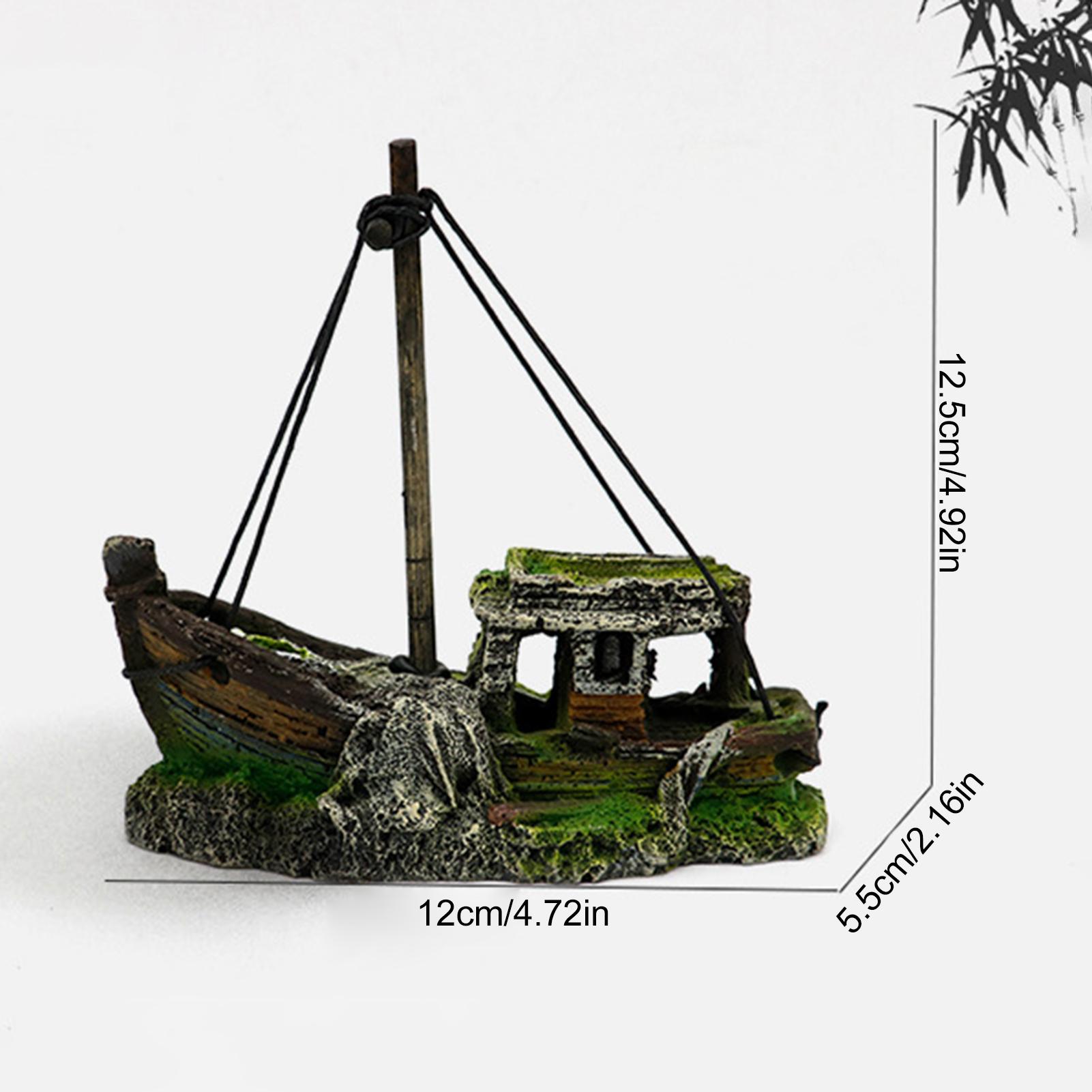 

Resin Ship Aquarium Decoration Fish Tank Ornament Sinking Ship Hideout Cave Landscaping Supplies For Fish Shrimp And Aquatic Pet