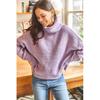 Knit Winter Sweaters Women's Long Turtleneck Cuff Buttoned Soft Textured Oversize Knitwear Sweater