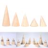 Design Unpainted Wooden Cone Shape Storage Organizer Jewelry Display Rack Ring Holder Ring Rack