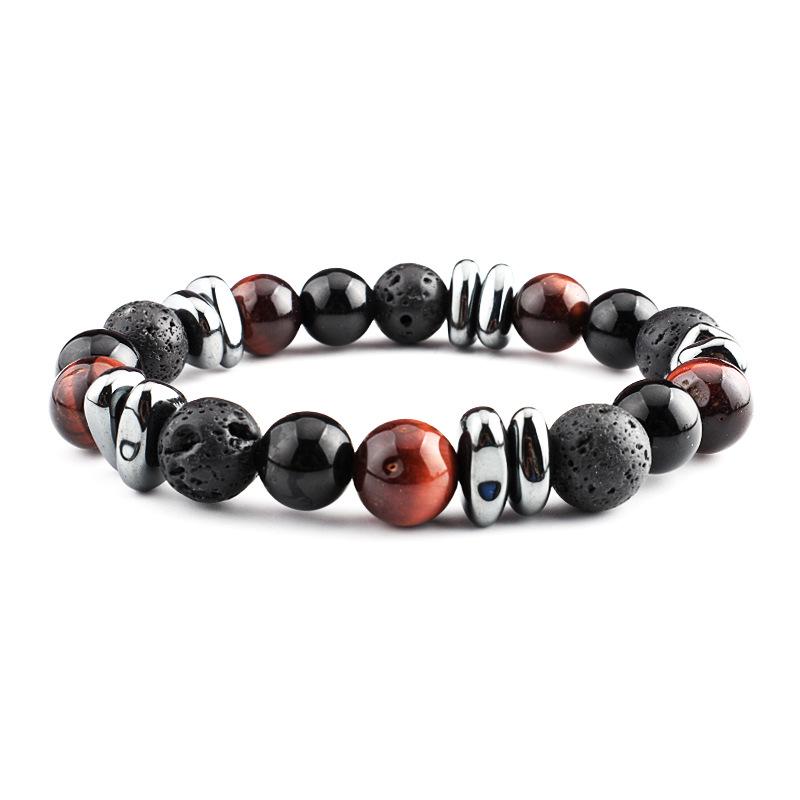 Green Striped Agate Stone Bracelet for Men - 10mm Beads
