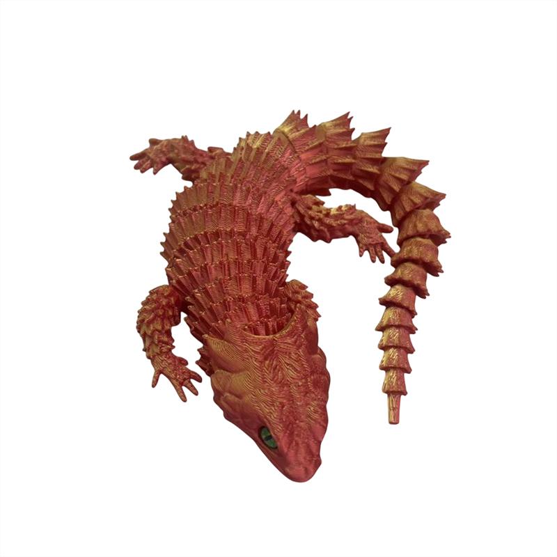 

3D Printed Conjoined Lizard Statue Ornaments, Movable Cartoon, Creative Desk Plants, Rockery, Fish Tank Landscaping Decoration красный