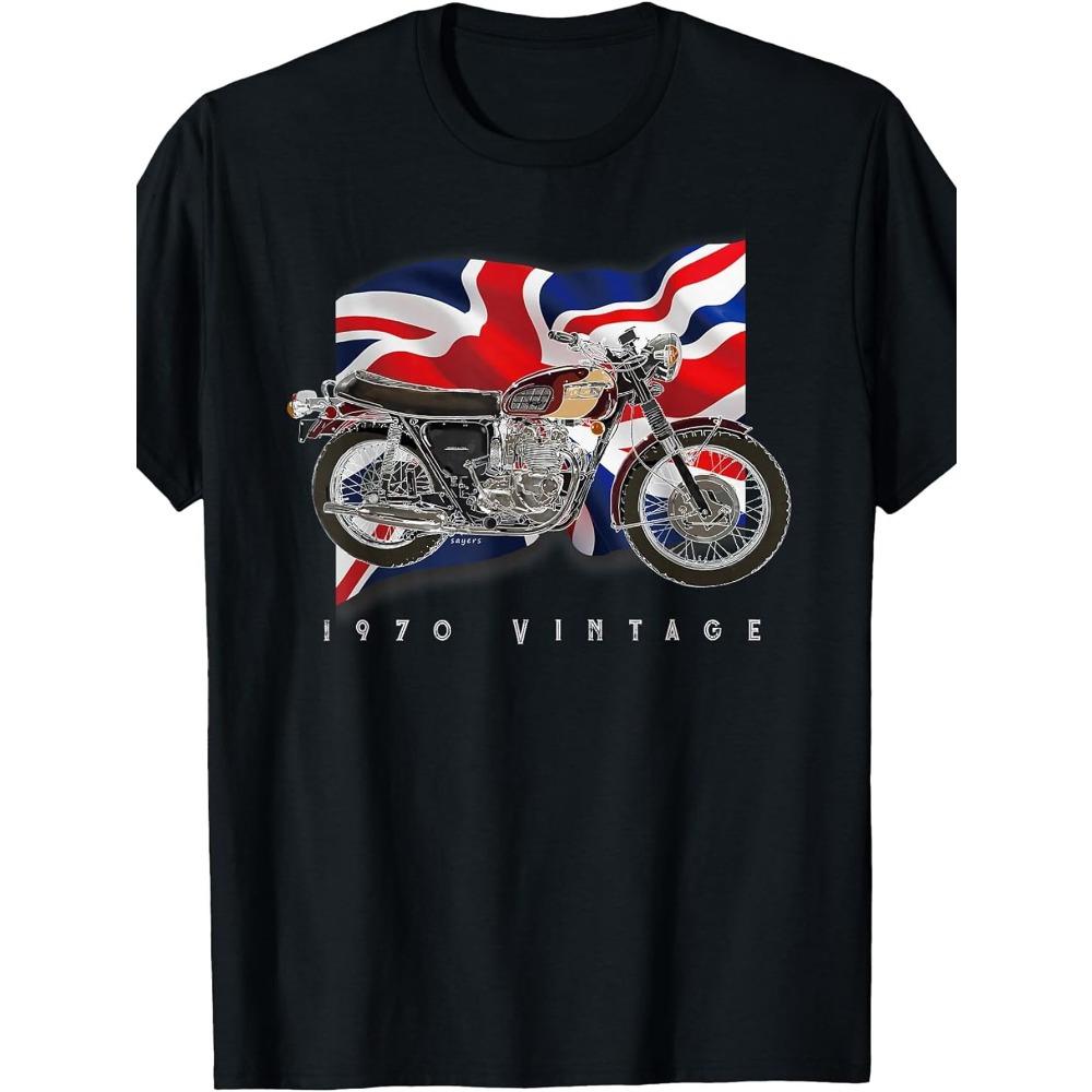 

Vintage British Motorcycle Original Illustration T Shirt 2D Printed 100% Cotton Men s T shirts High Quality T shirts S