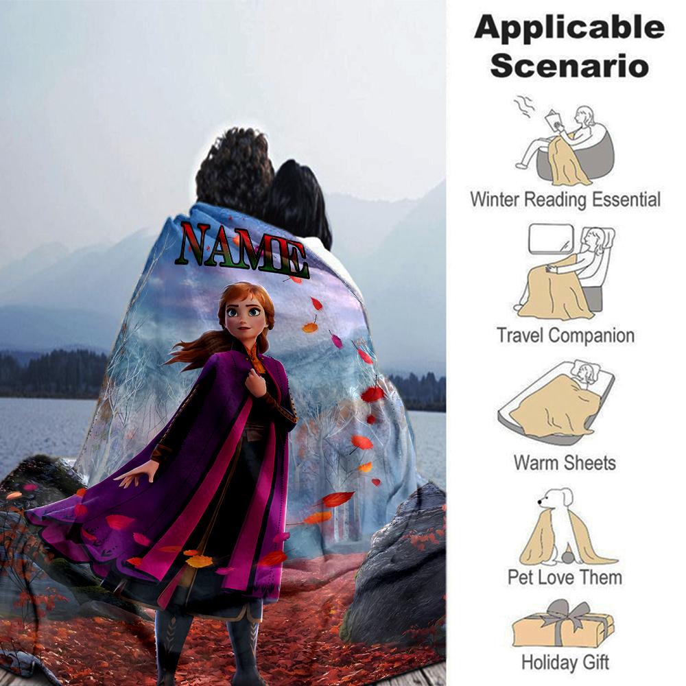 Customiz Name Personality Elsa Frozen Blanket Soft &Warm Sofa Office Bed Travel Lunch Break Blanket, Gift Suitable All Seasons
