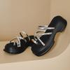 Silver high-end thick-soled slippers women's summer new pinch feet to wear Internet celebrities half-drag sandals muffin bottom beach shoes