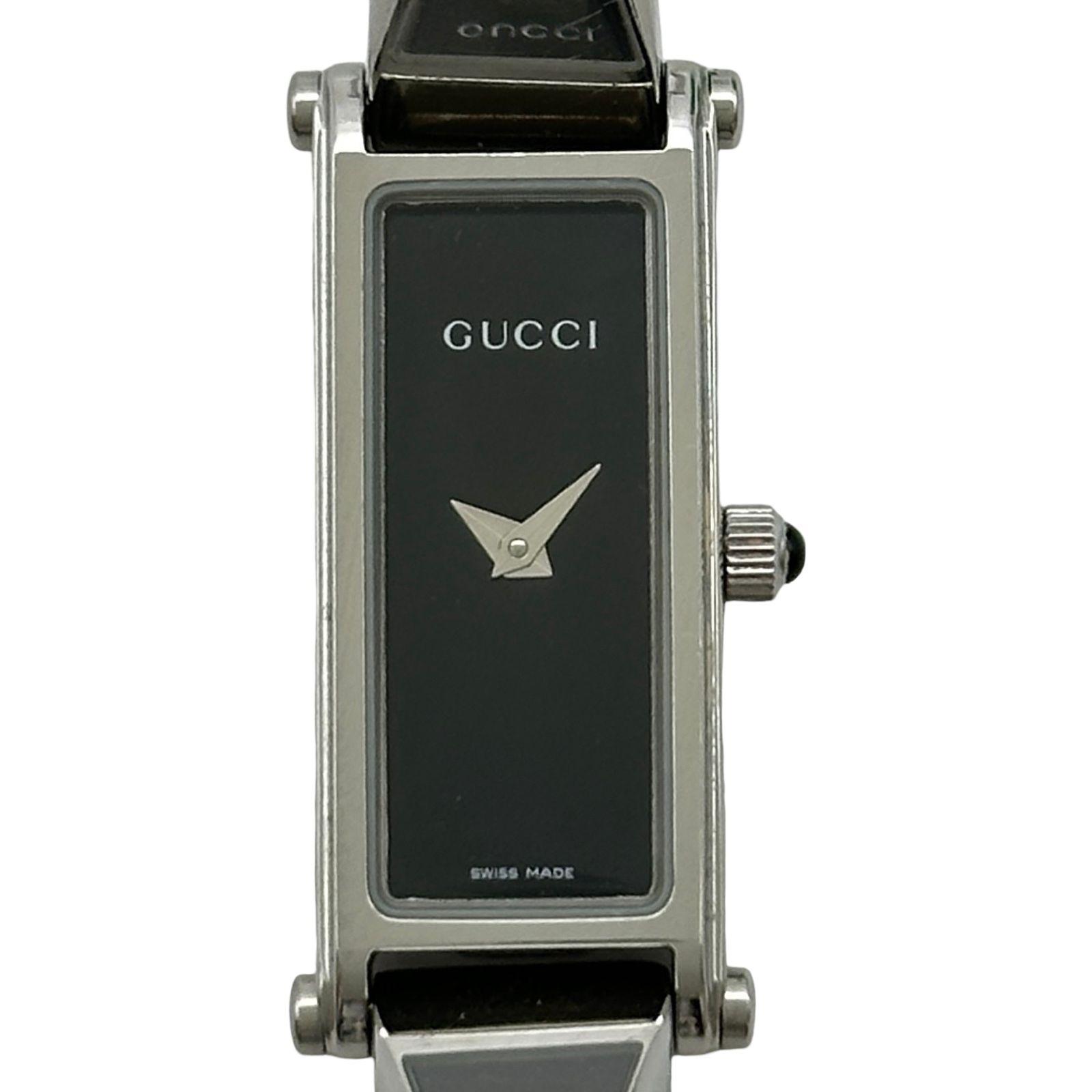 Used GUCCI Bangle Watch 1500L Black Stainless Steel Quartz Ladies Watch