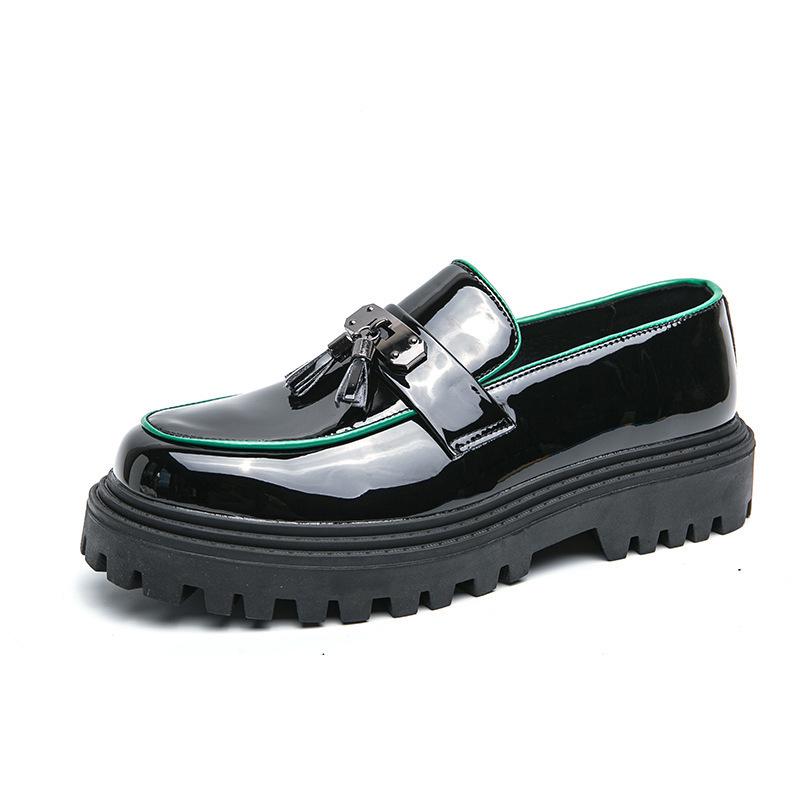 Men's Comfortable Height Increasing Tassel Loafers - Casual Brogue Slip-on Leather Shoes