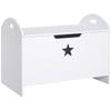 Kids Wooden Toy Box Organizer Children's Toy Storage with Lid Safety Hinge Side Handle Playroom Furniture White