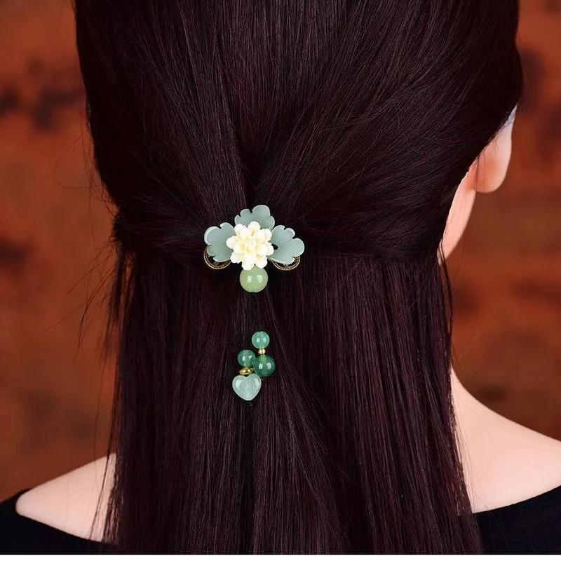 Ethnic Style Jewelry Classical Meatball Headwear Hair Clips Ladies  Edge Clip Hanfu Ancient Style Hairs Clip Elegant Headwear