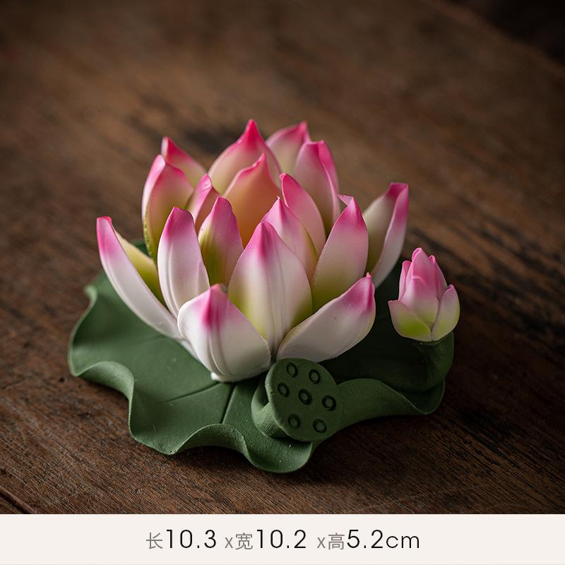 

Белый Розовый Лотос Подставка для курильницы для офиса Чайный домик Керамическая подставка для ароматерапии Курильница Подставка для благовоний Буддийский