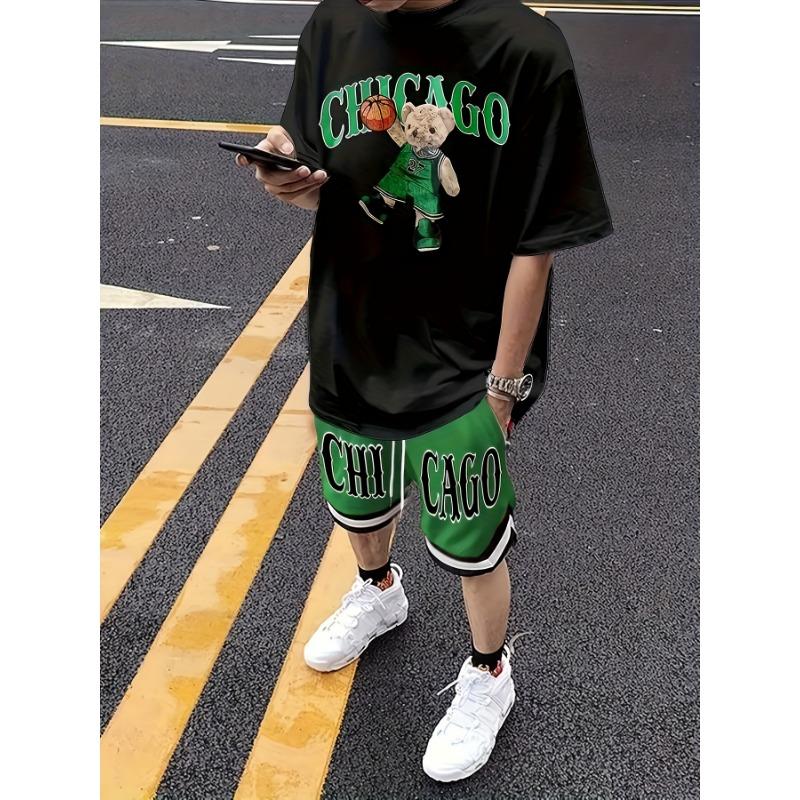 

Men s 3D Digital Print Casual Short Sleeve Set XL