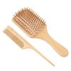 Wooden Paddle Comb Set Brush and Tail Comb Set Paddle Detangling Hairbrush and Tail Comb for Styling