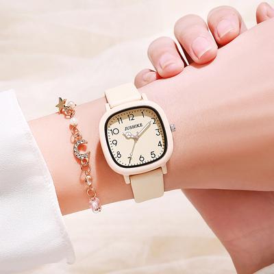 Milk Tea Apricot Square Belt Watch Female Student Party Niche High-end Sense Simple