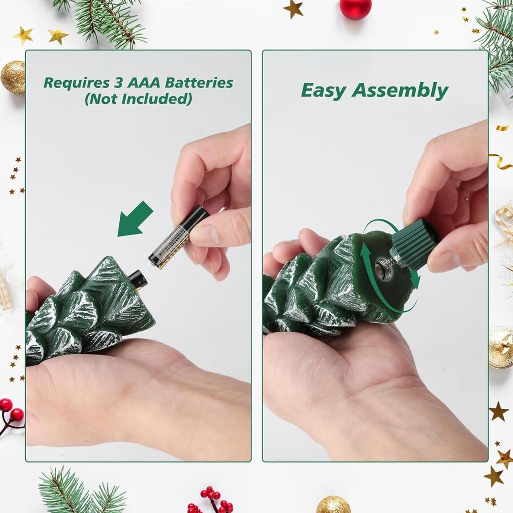 3D Christmas Tree Candles Flameless Taper Candles Remote Control Battery-powered Led Electronic Candle Light for Christmas Decor