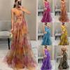 European Style Spring and Summer Print Spaghetti Strap Maxi Dress INS Vacation Casual Party