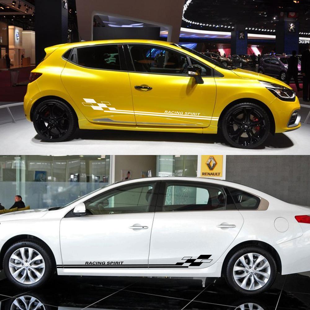 2PCS Car Door Side Stickers For Renault Clio Megane Duster Auto Accessories Graphics Raicng Spirit Decor Decals Vinyl Film Cover