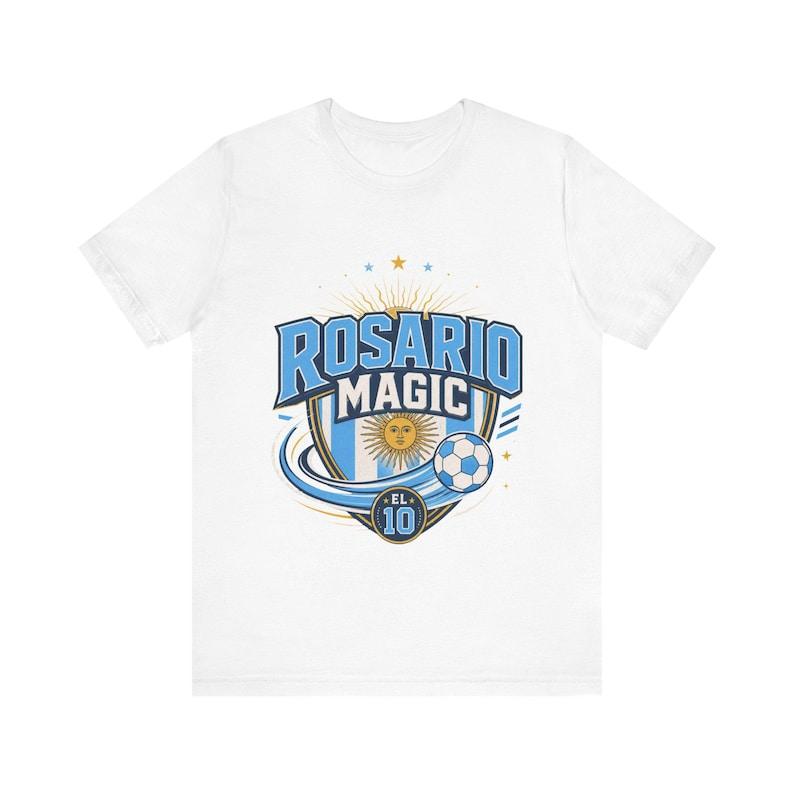 Rosario Magic No 10 Soccer T Shirt, Argentina Inspired Playmaker Fan Tee, Sky Blue Football Supporter Shirt XL