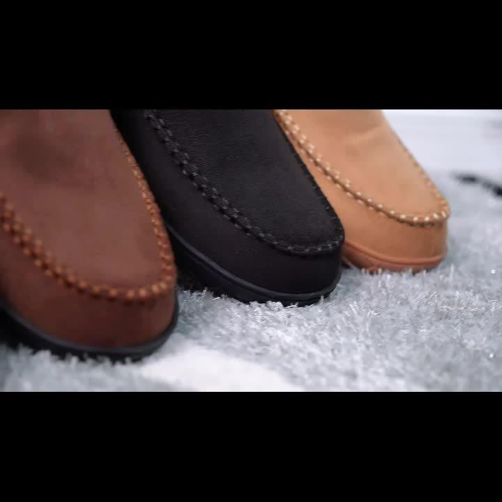 Men'S Thickened Indoor Slippers, Vintage Casual Fashion, Soft Sole, Round Toe, EVA Sole, Fabric Upper and Inner, for Winter Daily Casual Wear