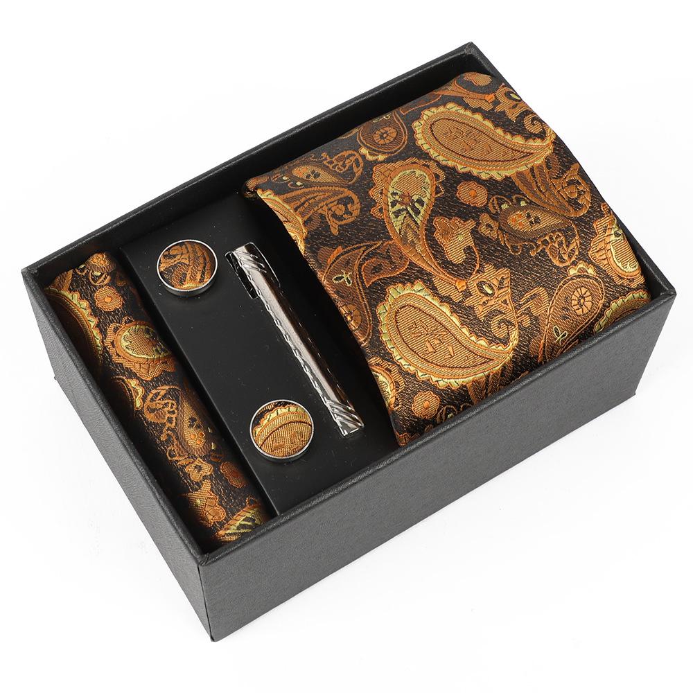 Heren Paisley Jacquard Stropdas met Cadeaubox - Elegante 8CM Cashew Design