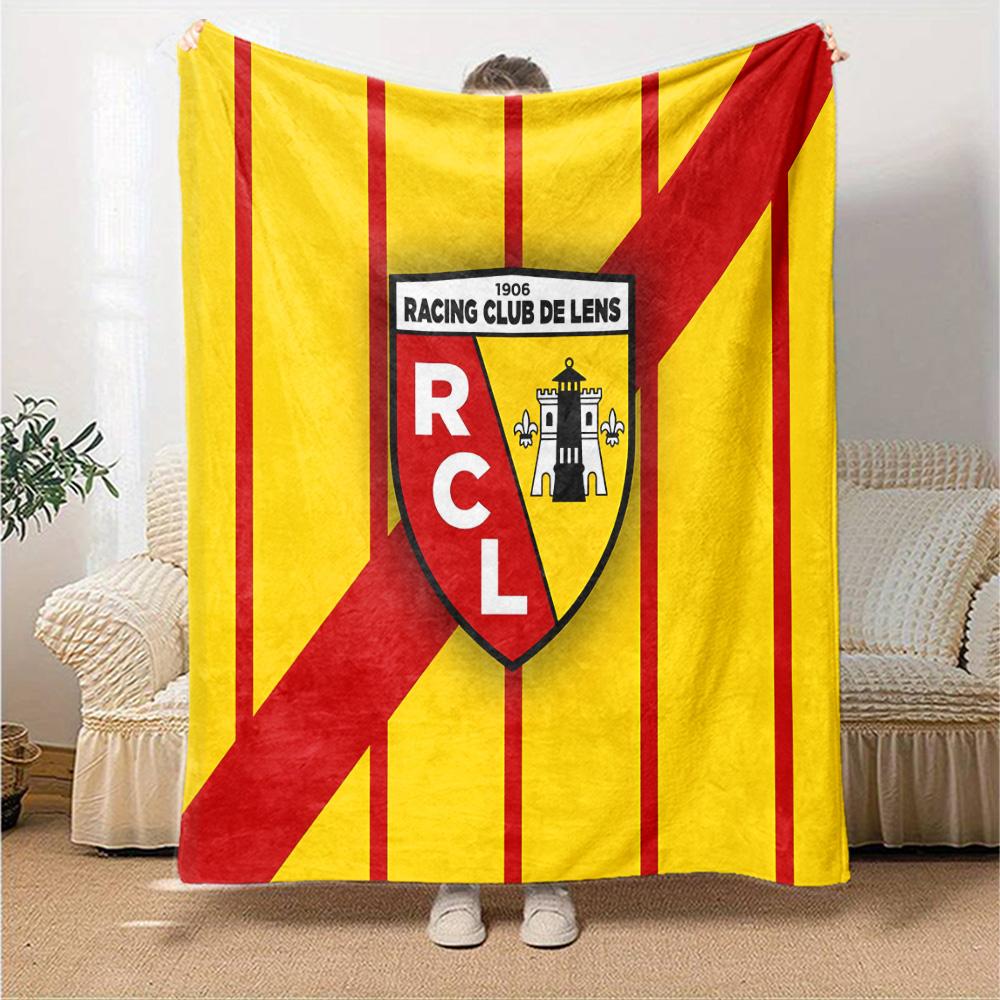Racing Club Lens Crest Flannel Blanket, Soft Polyester, Modern Design, All-Season for Camping, Travel, Gifts for holidays or birthdays