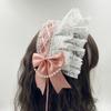 Pearl Lolita Lace Headband Ribbon Bow Maid Cosplay Headdress Ruffled Hairband Comic Convention
