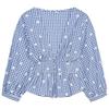 Zaprha 2025 Summer New Versitile Fashion Embroidery Small Plaid V-neck Puff Sleeves Top 3564052