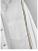 Women's Mid-Length White Cotton Shirt with Heavy Embroidered Petal Lace Collar, Long Sleeves, Loose Fit Covering Belly and Hips