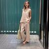 2024 Spring/Summer Cotton Linen Casual Two-Piece Set: Sleeveless Top & Loose Long Pants for Women