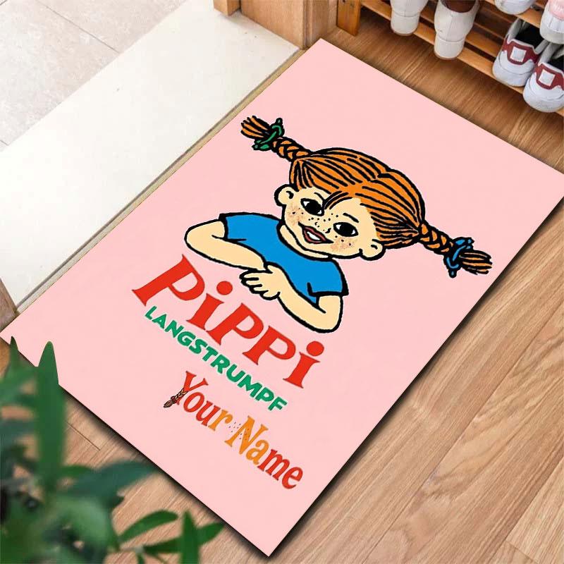 Pippi Longstocking Custom Name Carpet Rug for Living Room Bedroom Home Sofa Decoration,Kids play Non-slip Floor Mat