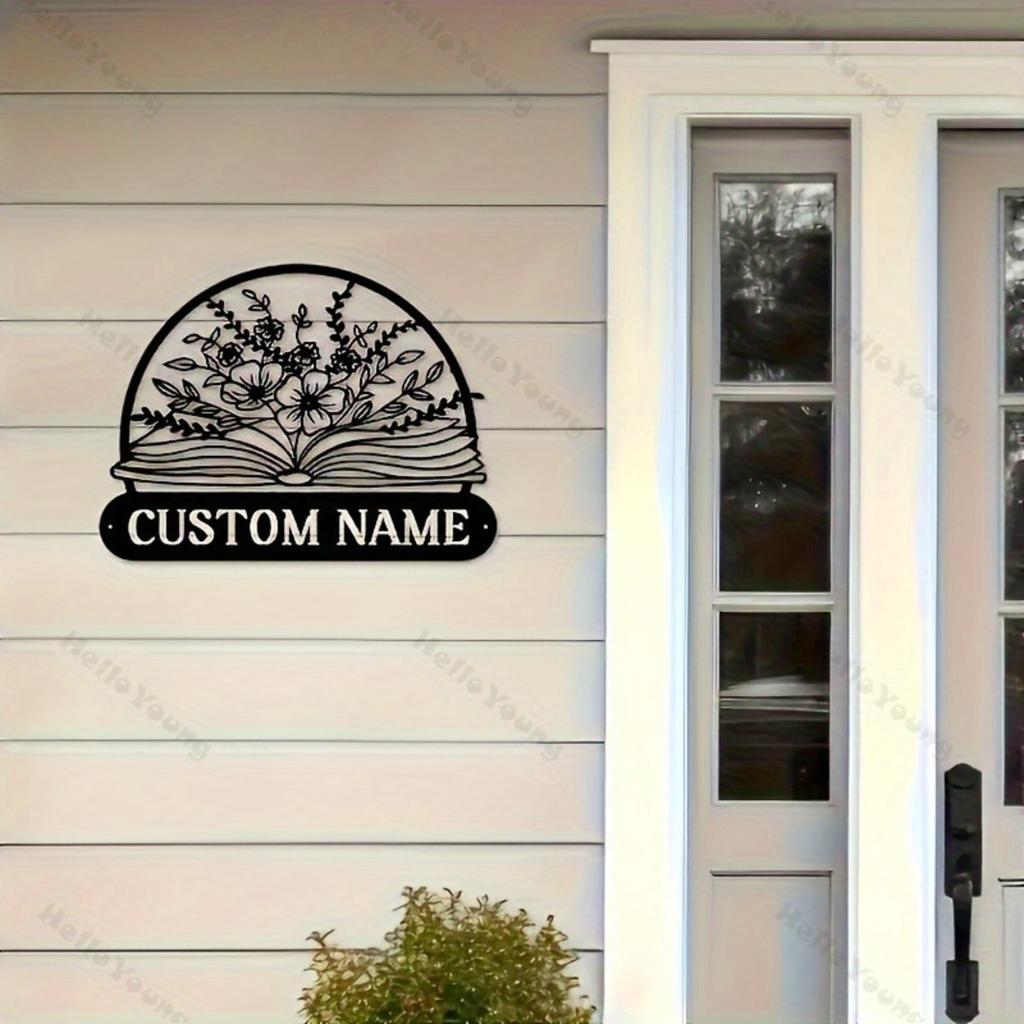 Customizable Rustic Floral Metal Wall Art Personalized Name Sign Hot Sale for Living Room Bedroom Office Holiday Decor