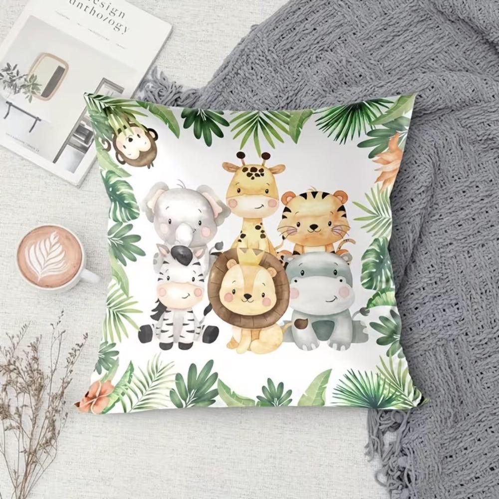 Sofa Pillow Pillowcase Skin-friendly Short Plush Cute Animal Cat Pillow Cover Living Room Cushion Cover Without Core