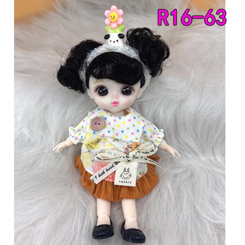 16cm 8-Point BJD Princess Doll with Denim Wedding Dress & Accessories - 6" Dress-Up OB11 Clothes, Tops, and Shorts