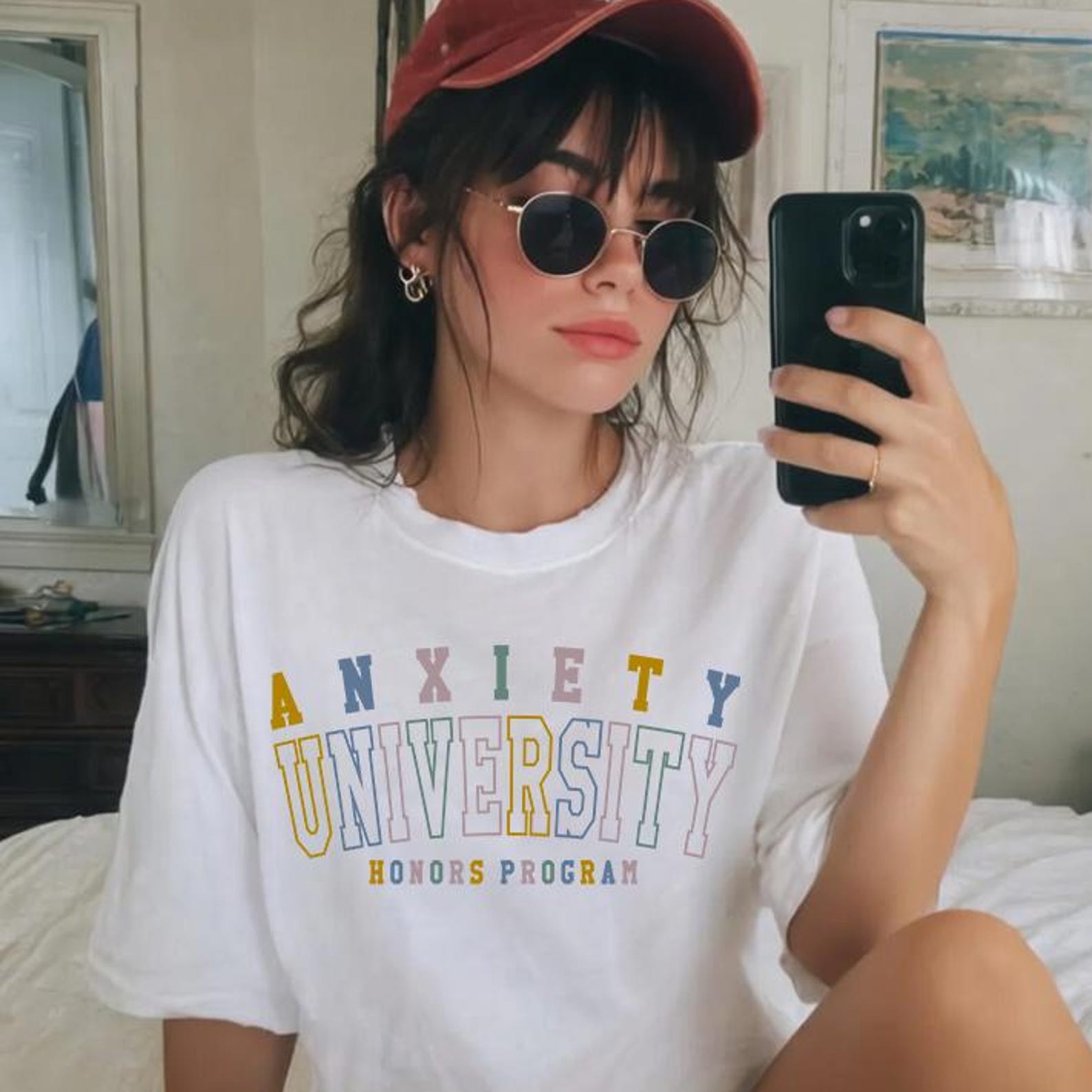Comfort Colors® Anxiety University Honors Program Shirt -Funny Saying Shirt,Quote Shirt,Funny Mental Health Tshirt,Funny Anxiety Shirt 4XL