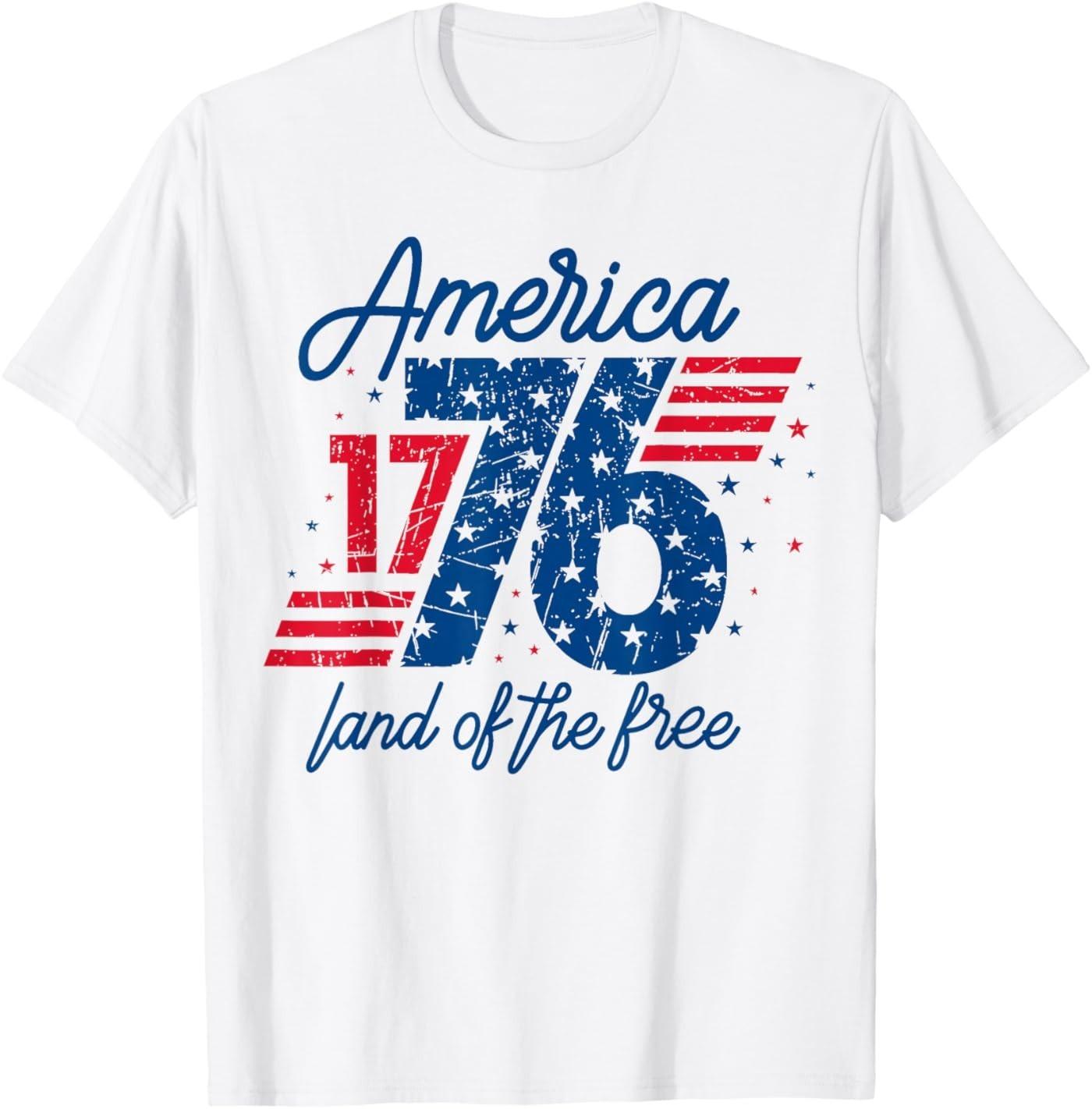 Retro America 1776 Land of The Free 4th of July T-Shirt S разноцветный