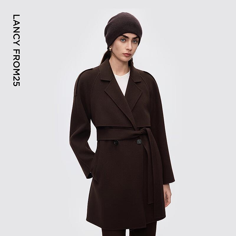 Langzi Women's 100% Wool Double-faced Lapel Coat