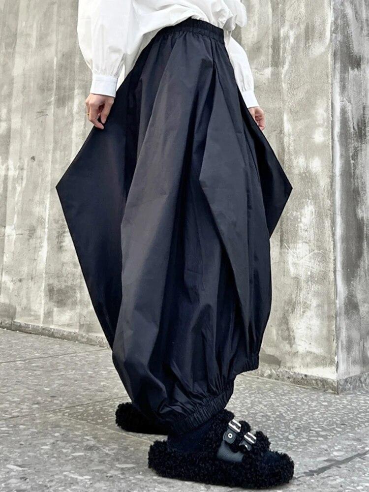 Xitao Saia de cintura elástica irregular plissada personalidade moda feminina DMJ4056