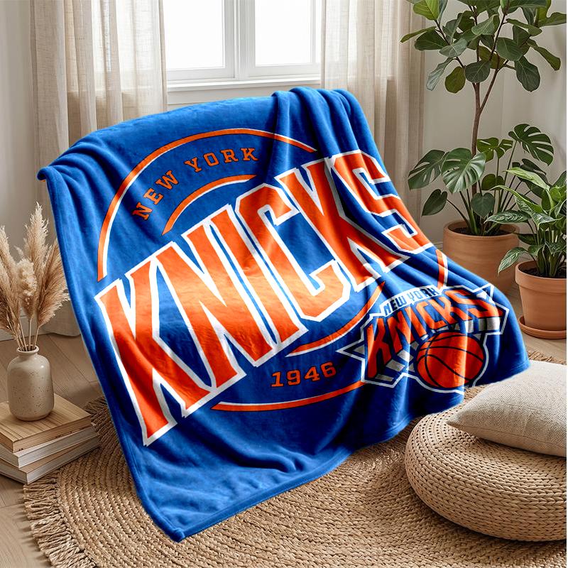 New York Knicks Sports Style Flannel Fleece Blanket Cozy Warm Throw Blanket For Couch Bed Travel All Season Use