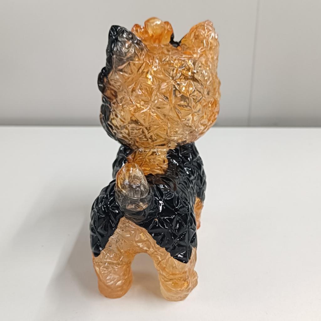 Creative Fake Crystal Cat/Dog Figurines Mini Collectible Art Clear Statue Resin Animal Artwork Sculpture for Home Office Decor