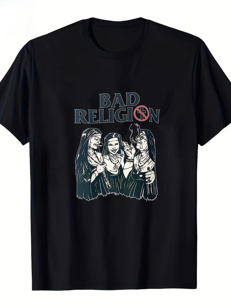 Bad Graphic Print Glossy Finish Short Sleeve Casual Evening Wear Machine Washable AllSeason Comfort Fit Unisexs TShirt