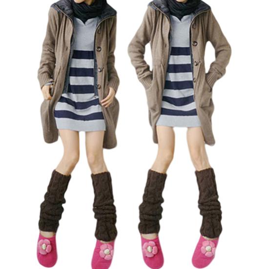 Women Winter Warm Crochet Knit High Knee Leg Warmer Leggings Boots Decor Socks
