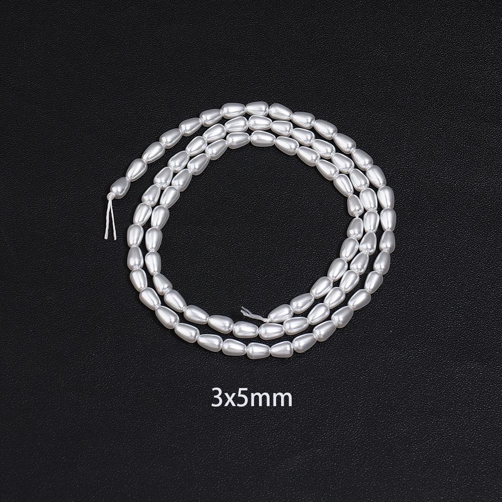 1 Strand Multisize Water Drop Shape Pearl Beads White Loose Spacer Glass Beads For DIY Charms Bracelet Necklace Jewery Accessory