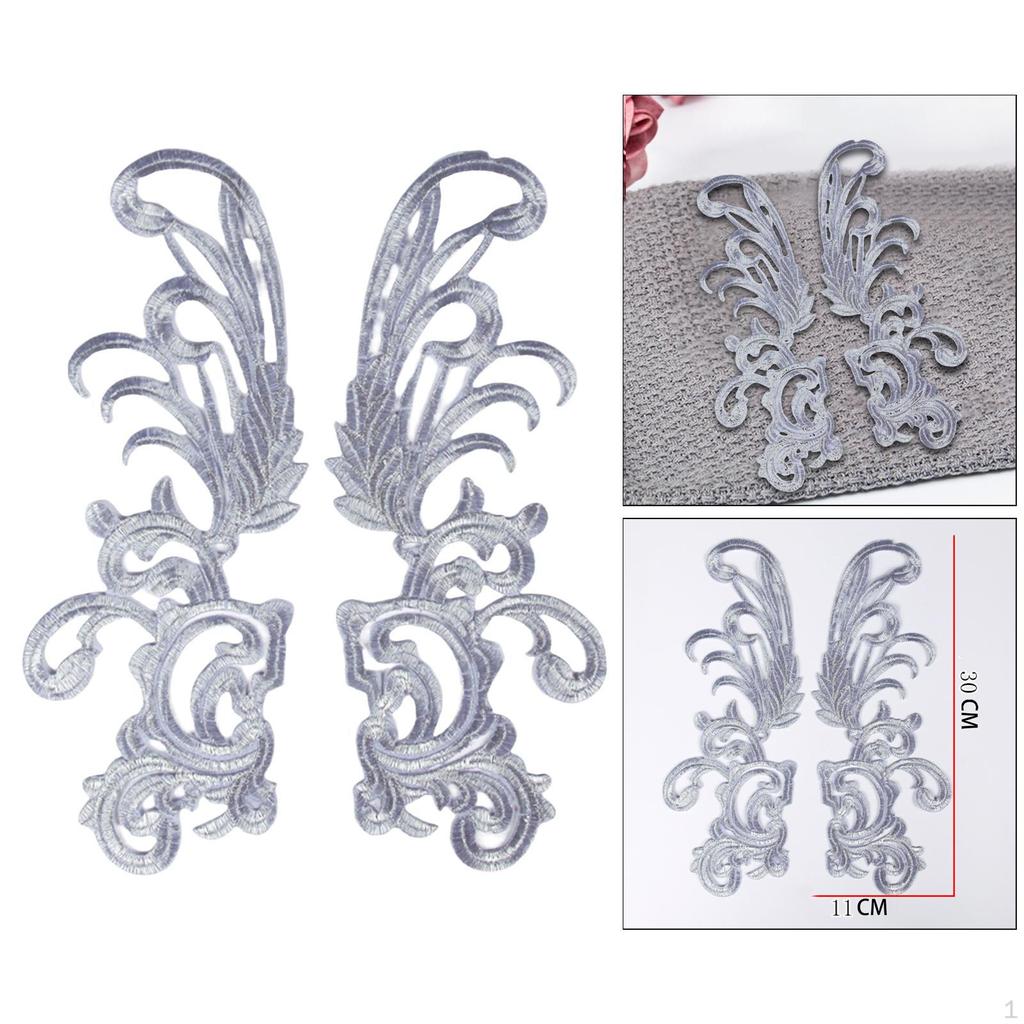 2 Pieces Sewing Craft Decoration Lace 3D DIY Appliques Sticker for Crafting Clothing Bridal Jeans