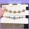 Modern Geometric Zircon Flower Bracelet With Silver And Gold Finish For Women