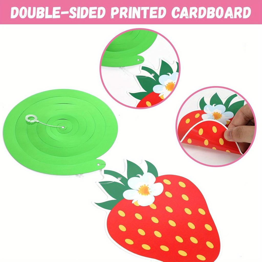 32pcs Strawberry Party Decorations Strawberry Hanging Swirl Berry Birthday Banners Foil Swirls Ceiling for  Birthday Theme Party Favor Supplies