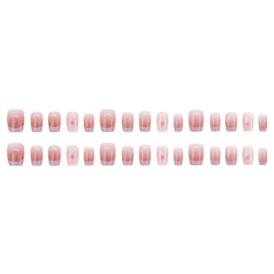 30 Pieces Small Fresh, Gentle and Simple Pink French Temperament Butterfly Nail Art Pieces 30 Pieces Wearing Nail