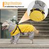 LIANZIMAU Waterproof Dog Raincoat 4 Legs with Leash Hook Reflective Adjustable Belly Strap Clear Hood Lightweight Polyester for Small Medium Large