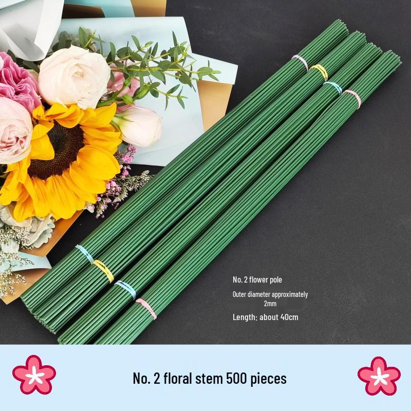 Handmade Green Floral Stem #2 with Glue-Wrapped Iron Wire for DIY Bouquets
