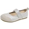 Flat silver single shoes women's summer new with skirt Velcro Mary Jane shoes Doudou shoes