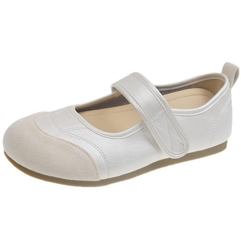 Flat silver single shoes women's summer new with skirt Velcro Mary Jane shoes Doudou shoes