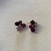 Resin Oil Painting Style Advanced Sense Light Luxury Temperament Stud Earrings Retro Maple Rhyme Purple Flower Zircon Versatile Earrings