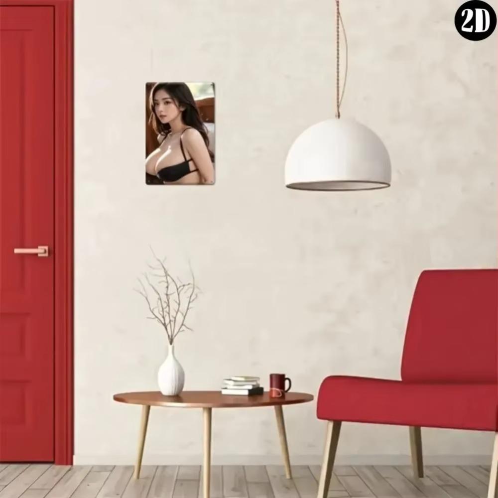 Vintage plåtskylt Retro tjej Väggdekor Metallkonst Bar Café Hem